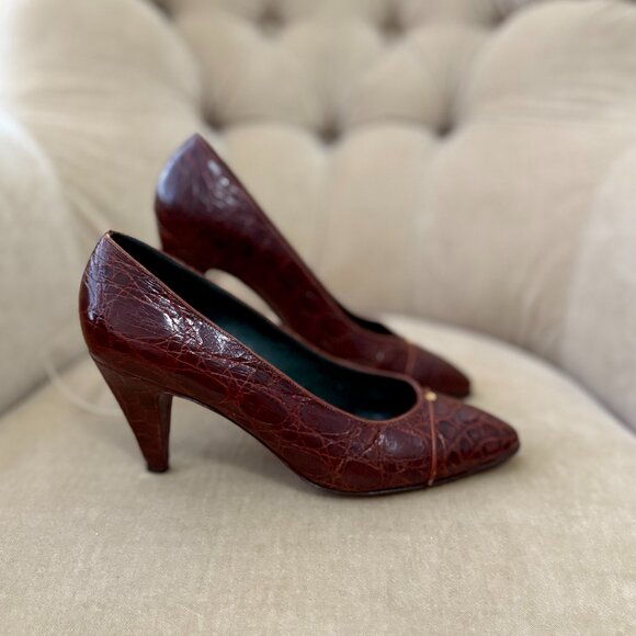 VTG Auth GUCCI Italy Genuine Crocodile Iconic Interlocking GG Classic Pump - Picture 4 of 7